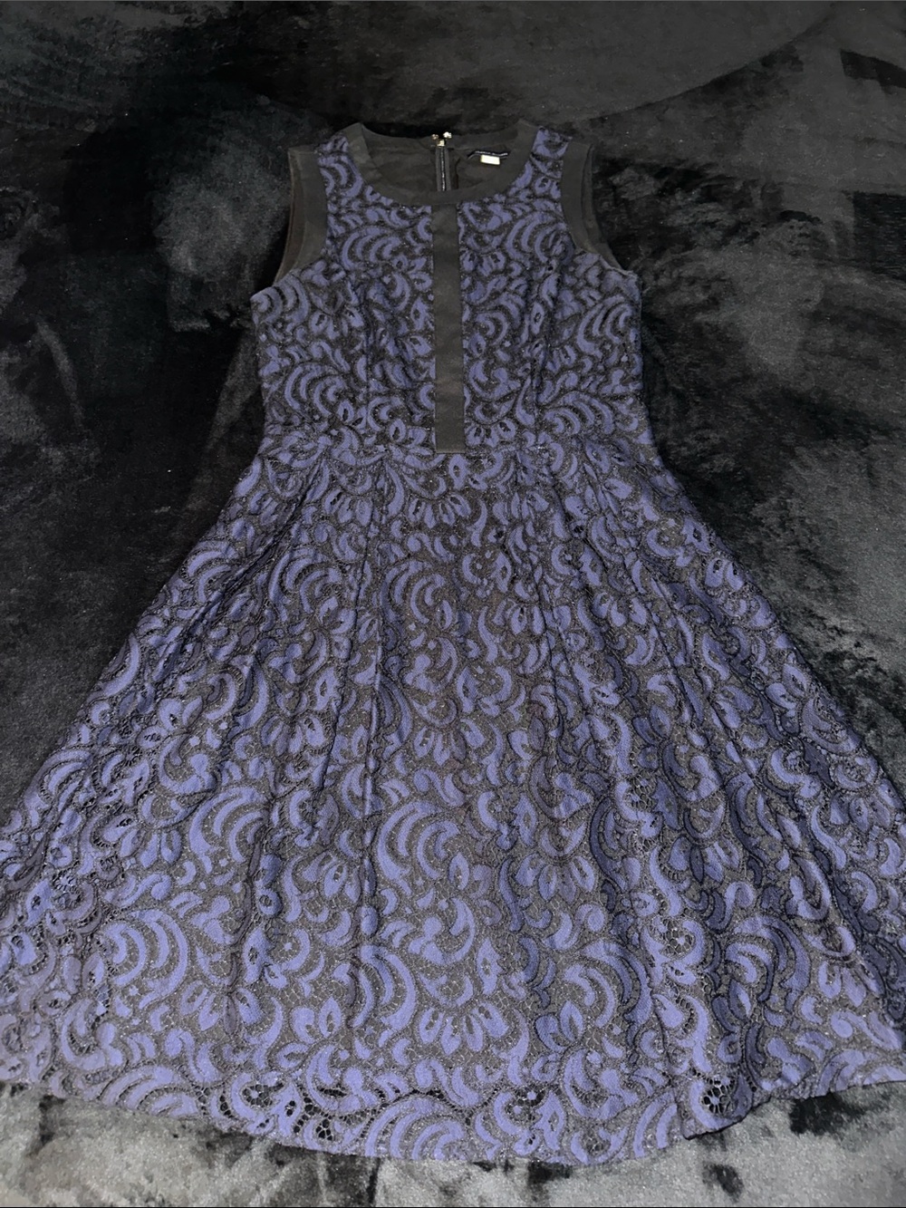 Tommy Hilfiger Black Lace Overlay Dress with Navy Underlay